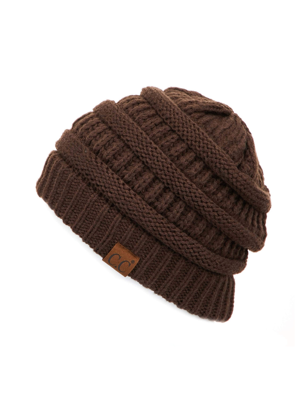 Exclusives Cable Knit Beanie - Thick, Soft & Warm Chunky | Brown | Size OS - Picture 1 of 3
